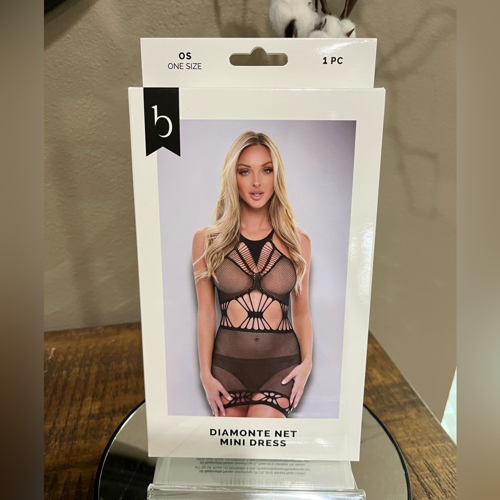 Baci Diamonte Net Mini Dress Lingerie in black, new!